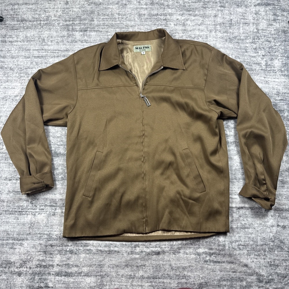 Maltos Men's Shirt Vintage Brown Silk Thread Jacket Full Zip 90's Italy M